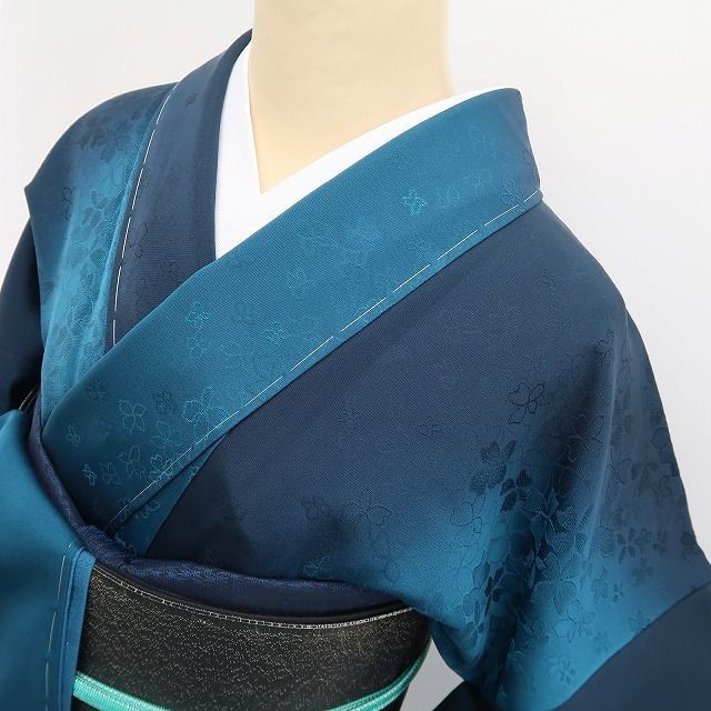 新品 紋紗 暈し 夏着物 正絹 仕付け糸付 トールサイズ 小紋 6490 新品 紋紗 印伝 夏着物 正絹 仕付け糸付“涼を打つ夜のしじまに幻想的な