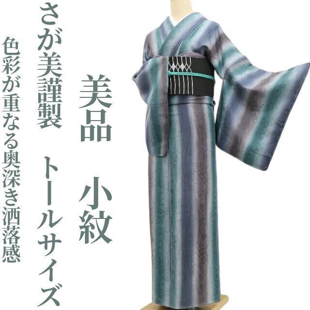 ❁tomihisa❁ さが美謹製 着物 正絹 トールサイズ 仕付け糸付 色彩が重なる奥深き洒落感 小紋 7192