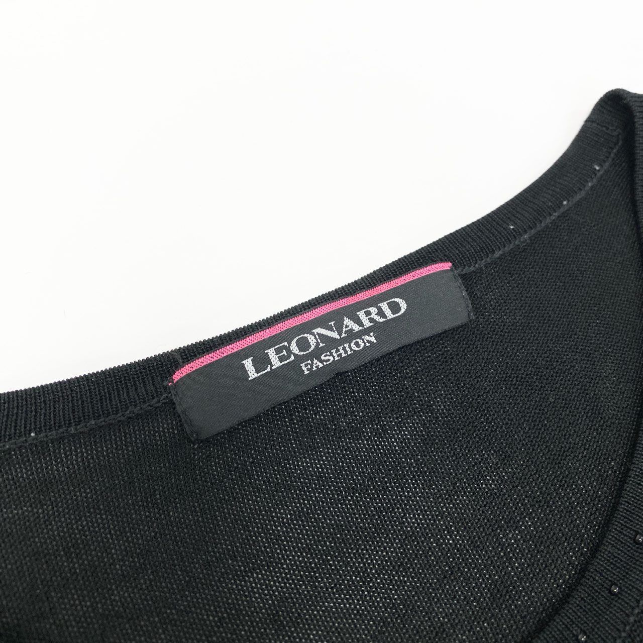 58k22【美品】LEONARD レオナール ラインストーン装飾 ラメ入り シルク