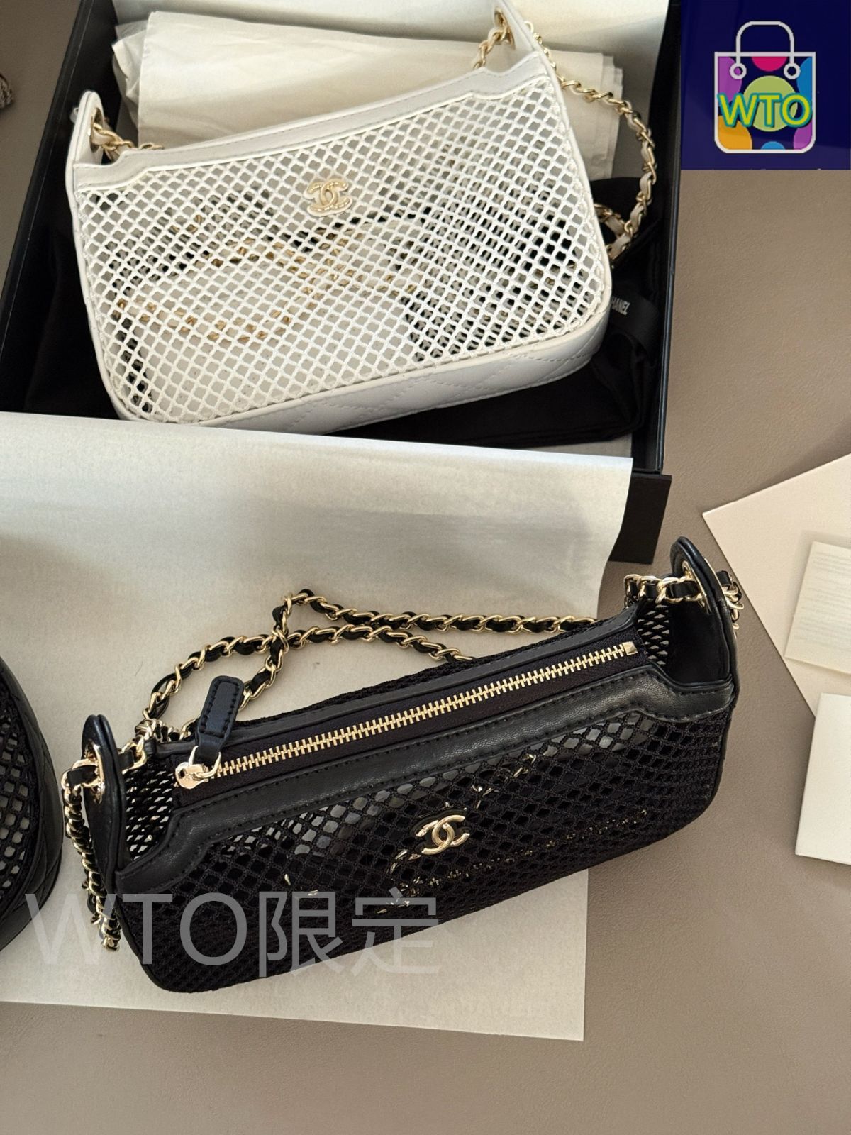 今日特価】Chanel シャネル 25S 漁網バッグ 小カードポーチ付きで