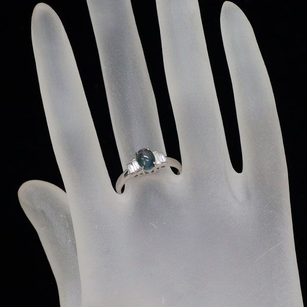 希少 Pt900 アレキサンドライトキャッツアイ ダイヤモンド リング