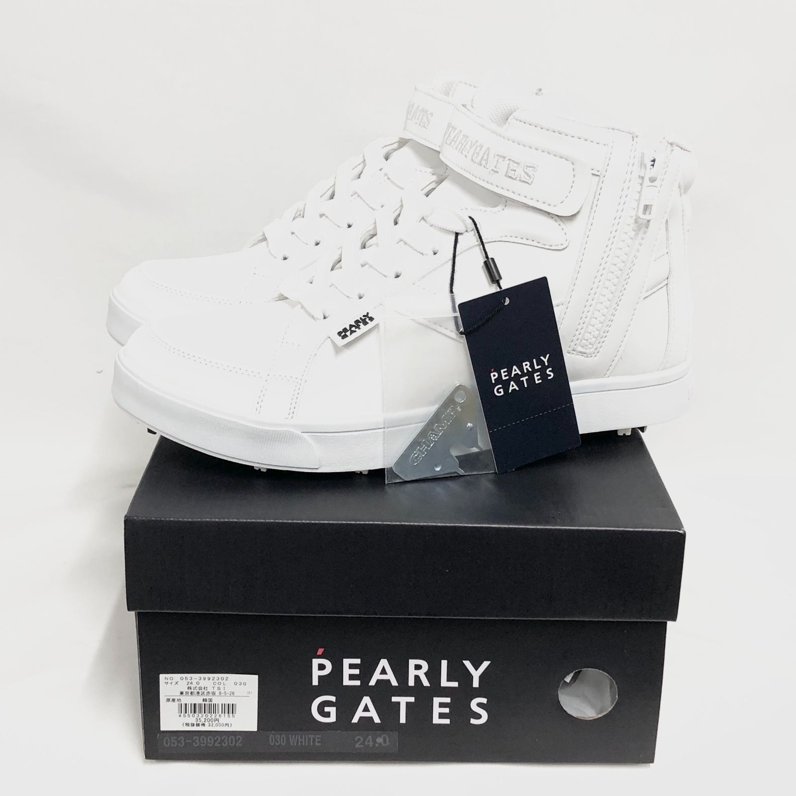 新品 未使用 パーリーゲイツ ミドルカット ゴルフシューズ ホワイト