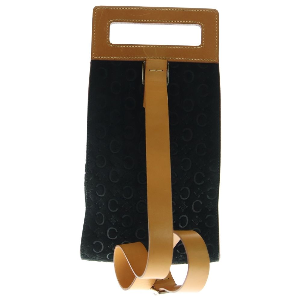 CELINE セリーヌ Cマカダム クロスボディバッグ ウエストバッグ ブラック×ブラウン スエード×レザー シルバー金具