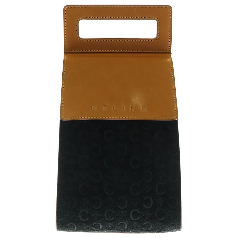 CELINE セリーヌ Cマカダム クロスボディバッグ ウエストバッグ ブラック×ブラウン スエード×レザー シルバー金具