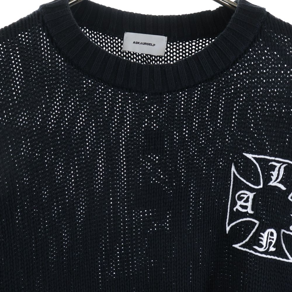 ASKYURSELF (アスクユアセルフ) ×LAST NEST ロゴ刺繍 ニットセーター