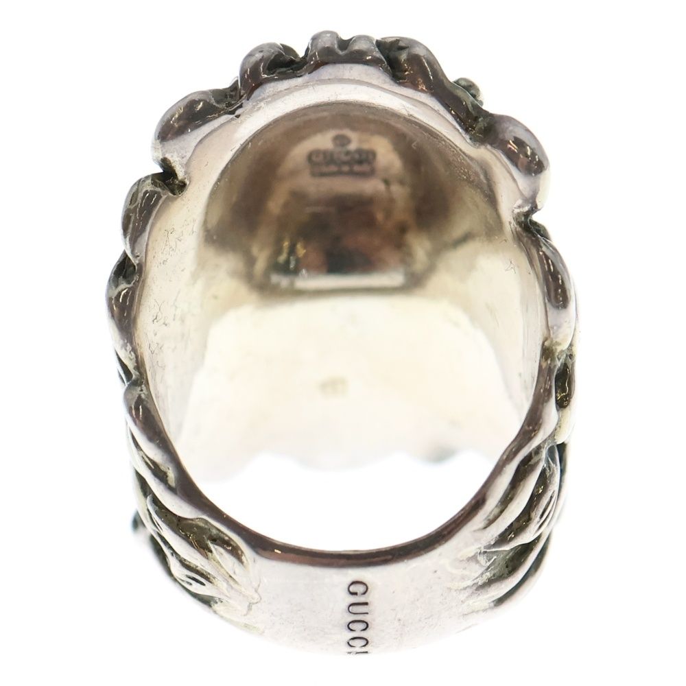 GUCCI (グッチ) メタル ストーン ライオンヘッド リング シルバー