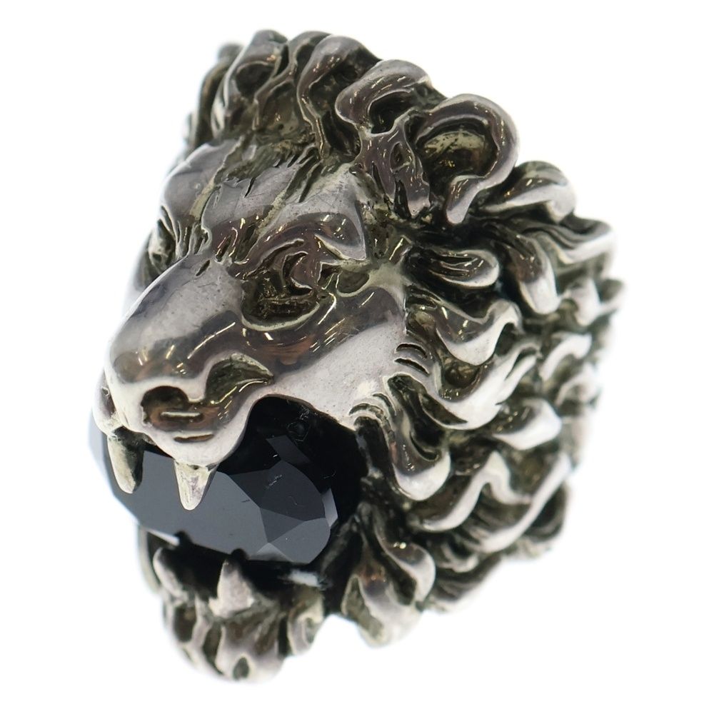 GUCCI (グッチ) メタル ストーン ライオンヘッド リング シルバー