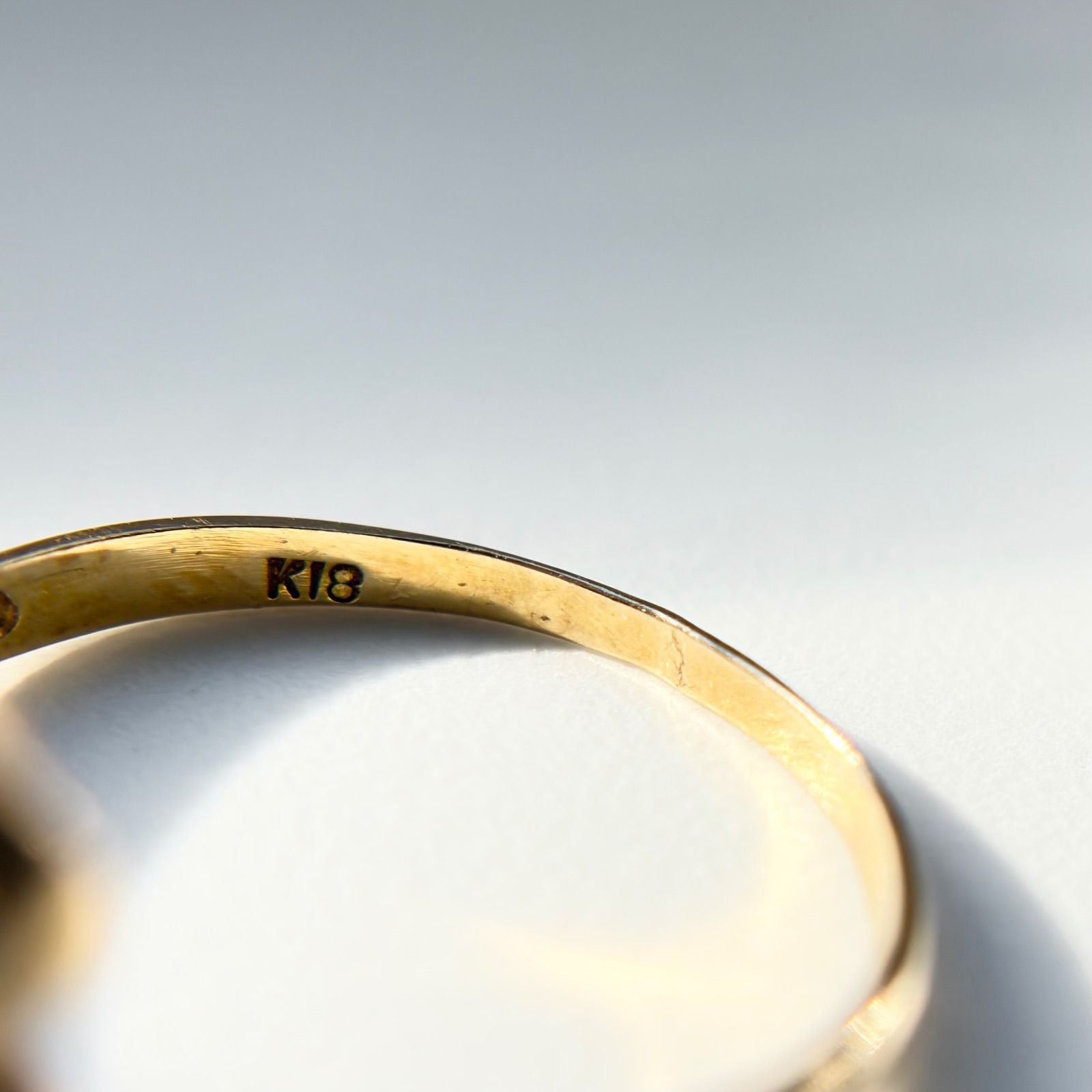 買取店】K18 リボン ダイヤ レトロ 指輪 12号 2.5g ゴールド 【C2752