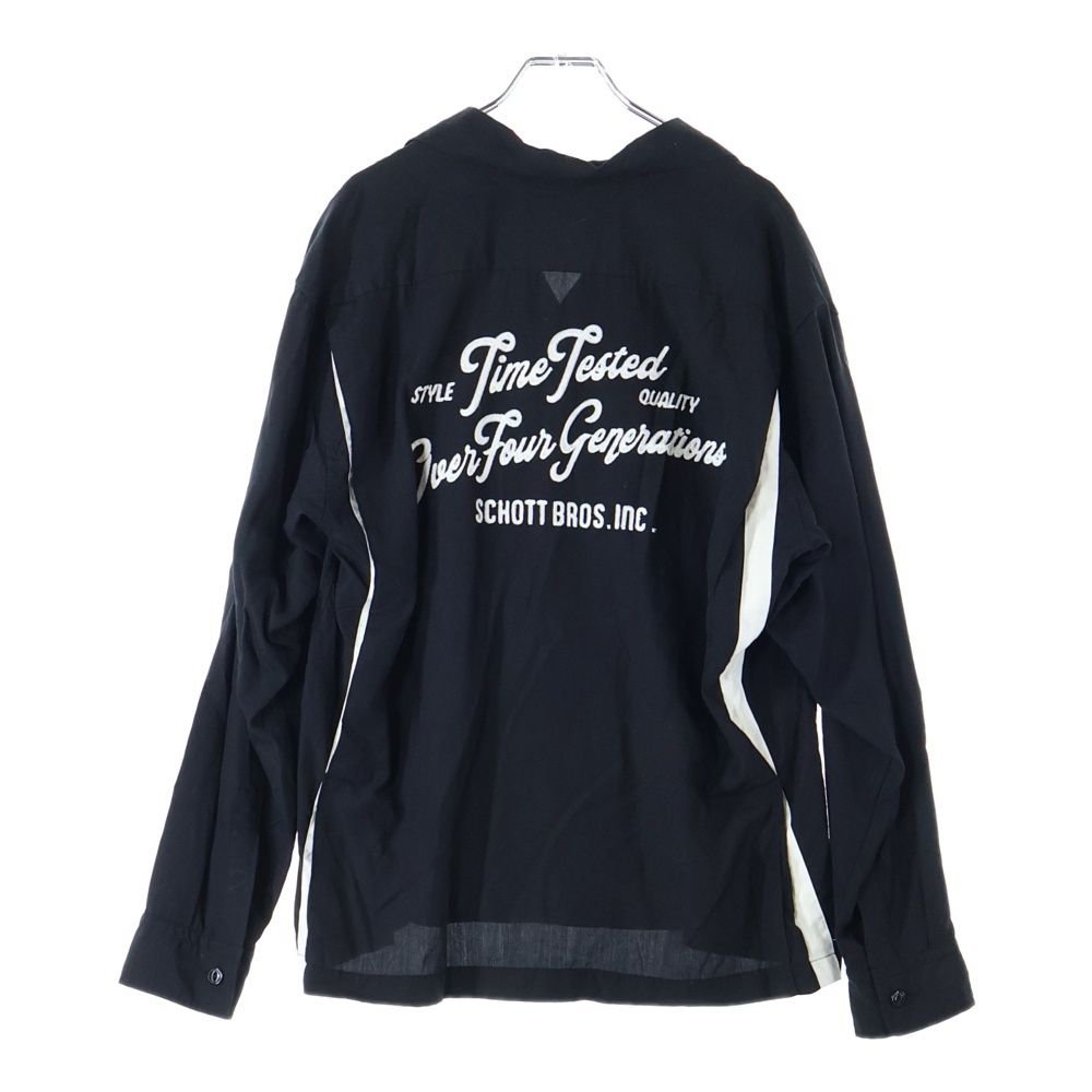 schott】ショット ボウリングシャツ オープンカラー チェーン刺繍 (L