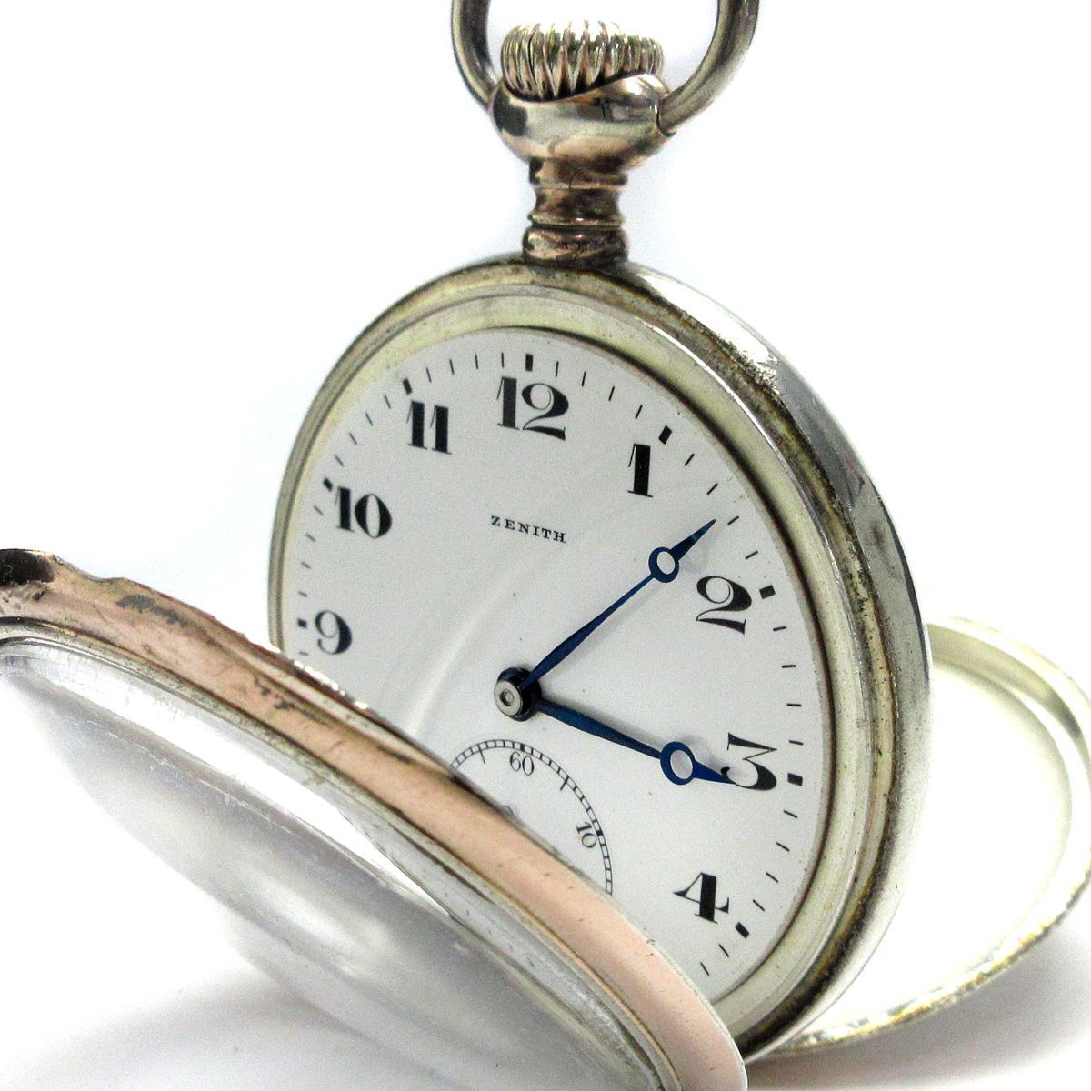 ゼニス ZENITH 懐中時計 手巻き 彫刻 青針 アラビア数字 白文字盤