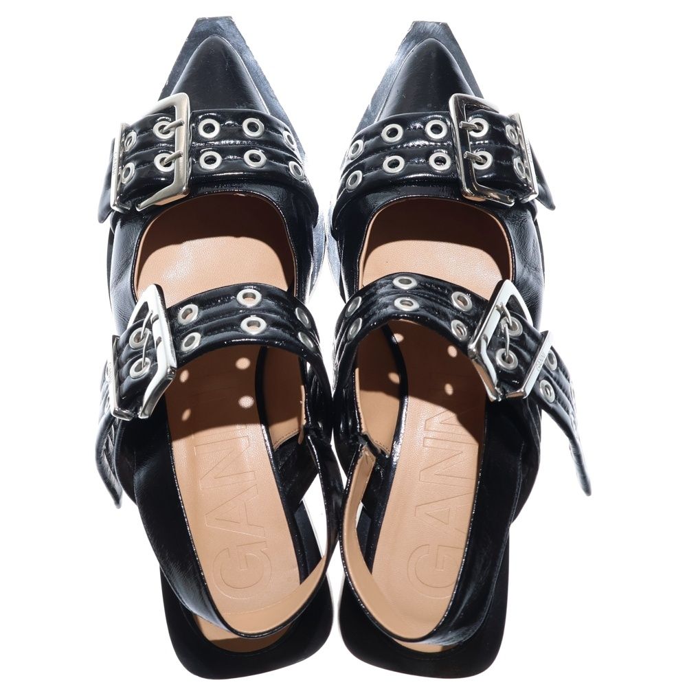 GANNI (ガニー) バックル フラットパンプス アイレットベルト