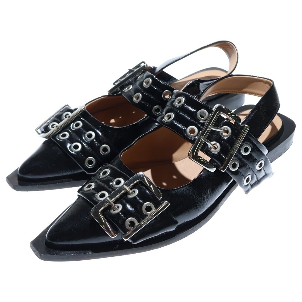 GANNI (ガニー) バックル フラットパンプス アイレットベルト