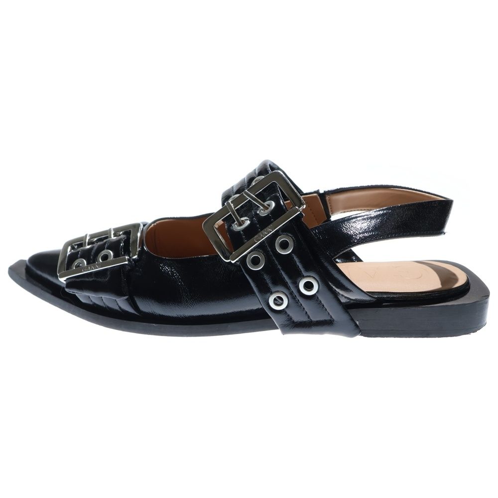 GANNI (ガニー) バックル フラットパンプス アイレットベルト