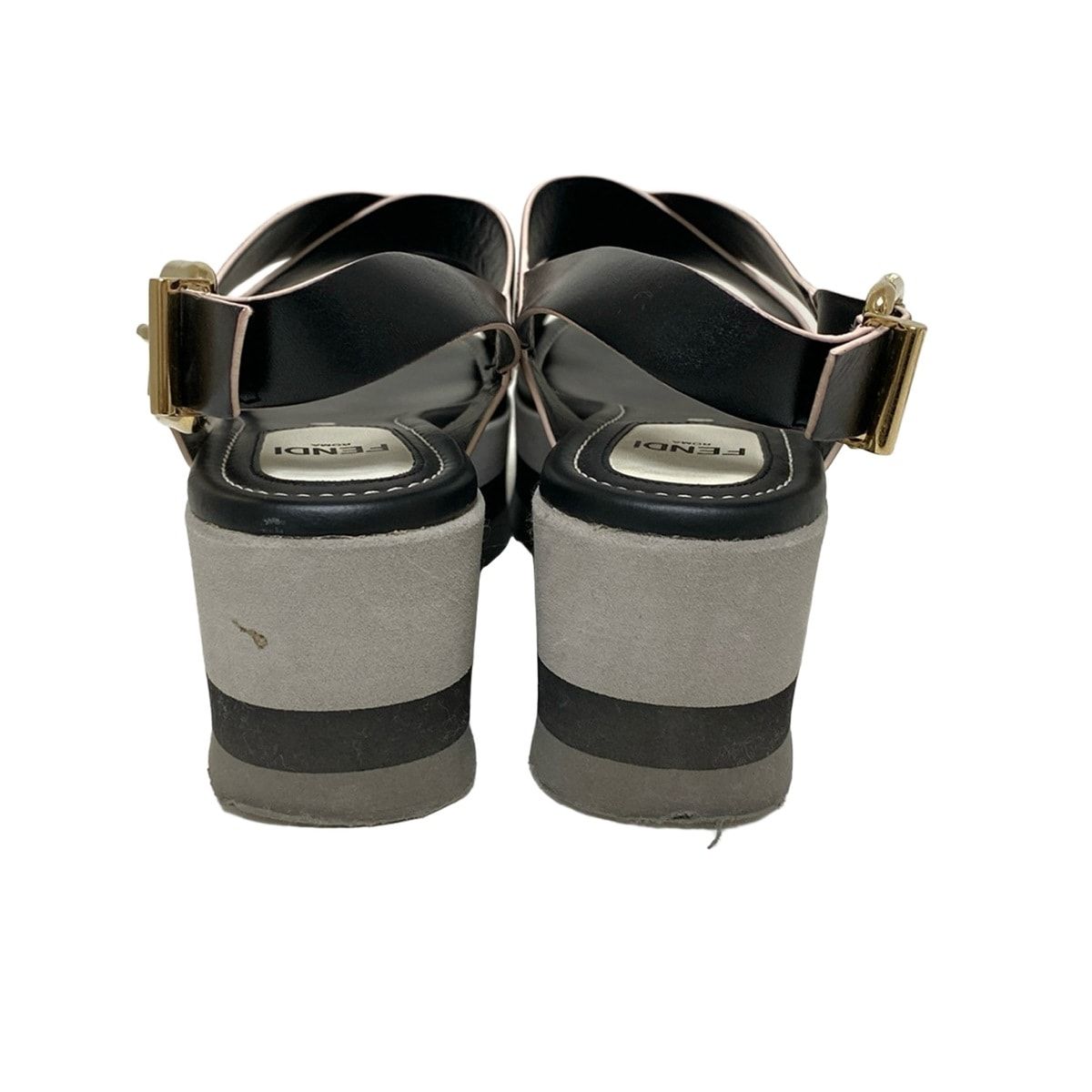 FENDI フェンディ　ウェッジソール　クロスサンダル　ブラック　22 FENDI フェンディ ウェッジソール クロスサンダル ブラック 22 FENDI