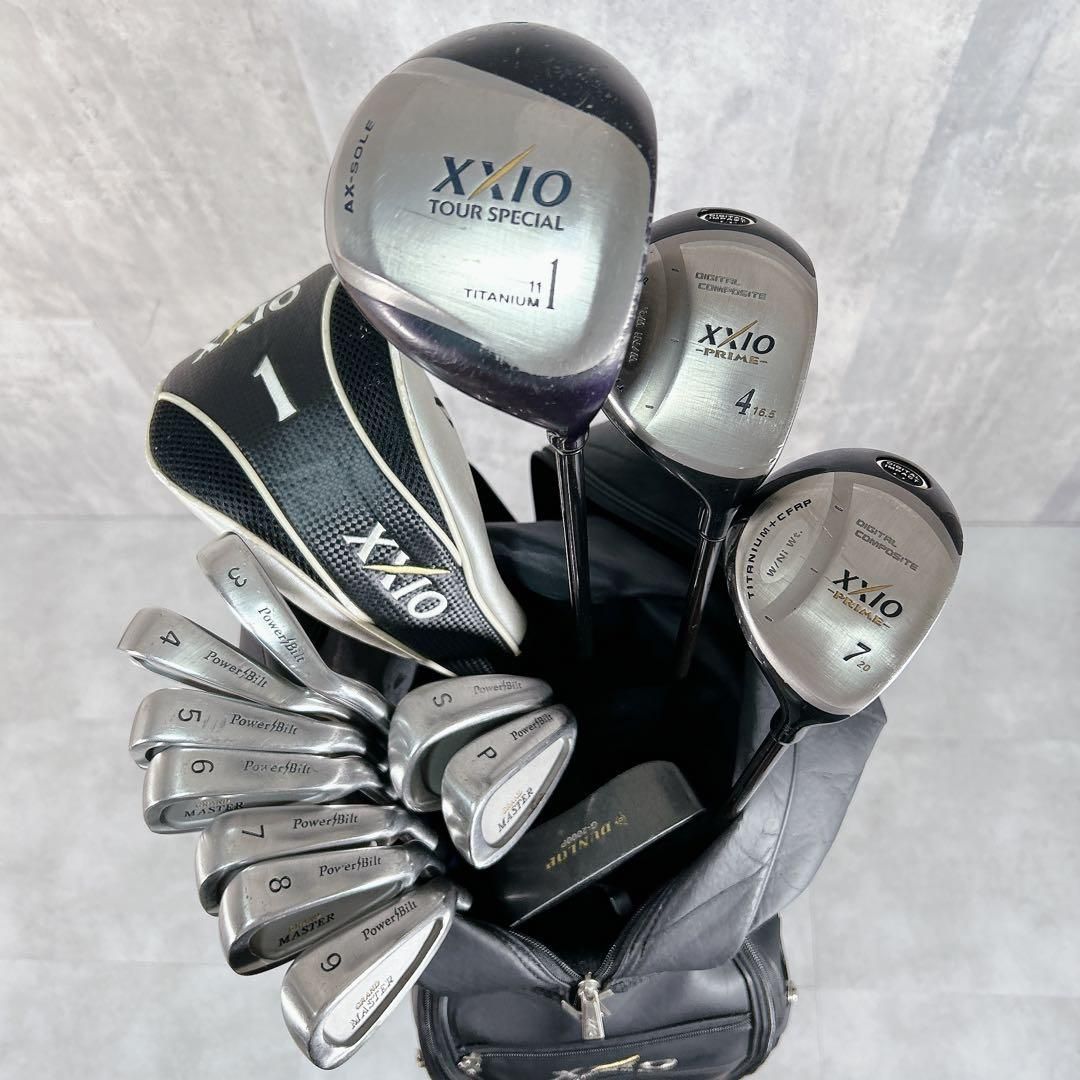 V331 XXIO 他 メンズ ゴルフ クラブ セット 14点 フレックスR 黒