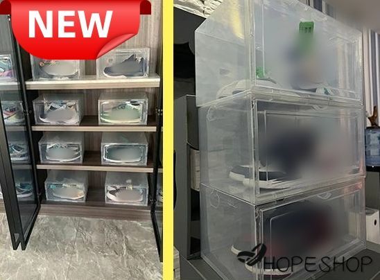 シューズボックス 6個セット シューズケース クリア シューズラック 透明 収納BOX 靴箱 連結可能 下駄箱 横開き 積み重ね 折り畳み 扉つき 玄関収納 省スペース