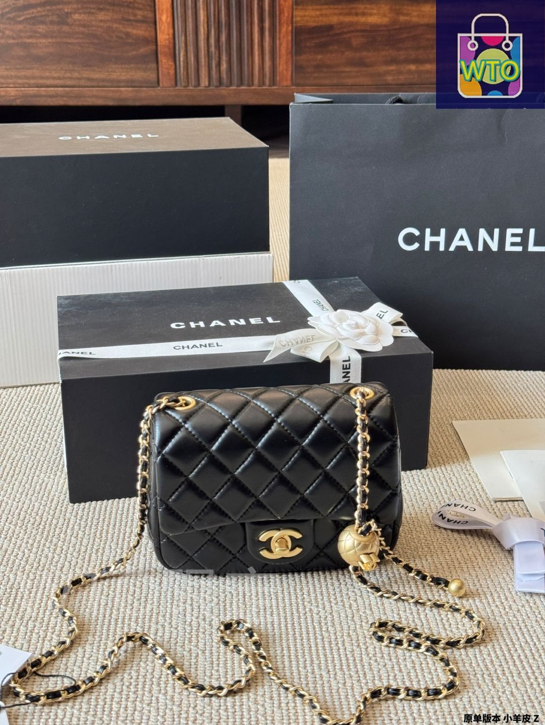 今日特価】Chanel シャネル ゴールドボールスクエアミニバッグ