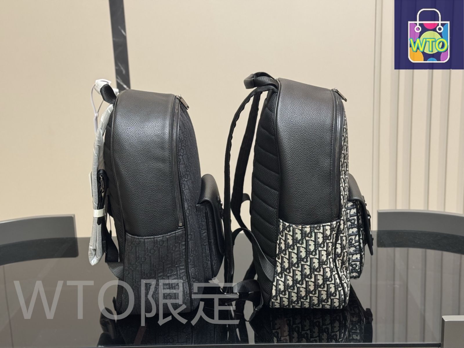 今日特価】Dior ディオール クラシック柄 リュックサック 黒とネイビー