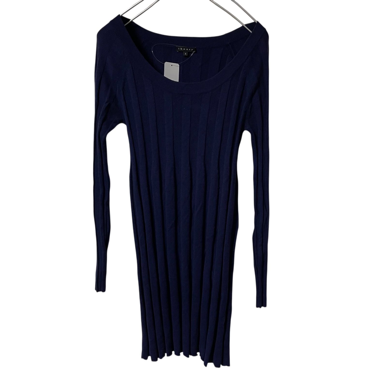Z1614【美品】theory セオリー 長袖リブ編みニットワンピース ミニ
