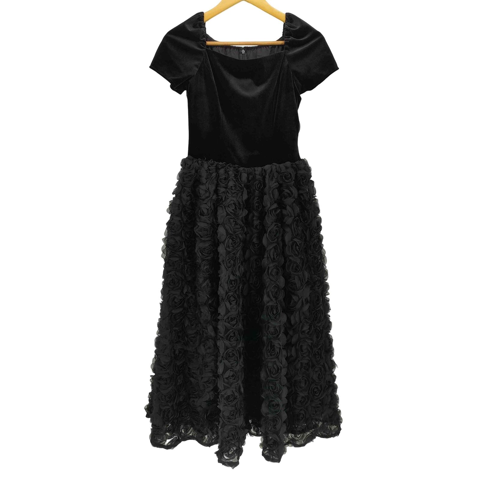 ユーズドフルギ USED古着 {{etoll.}} VELOUR ROSETTE FLARE DRESS 