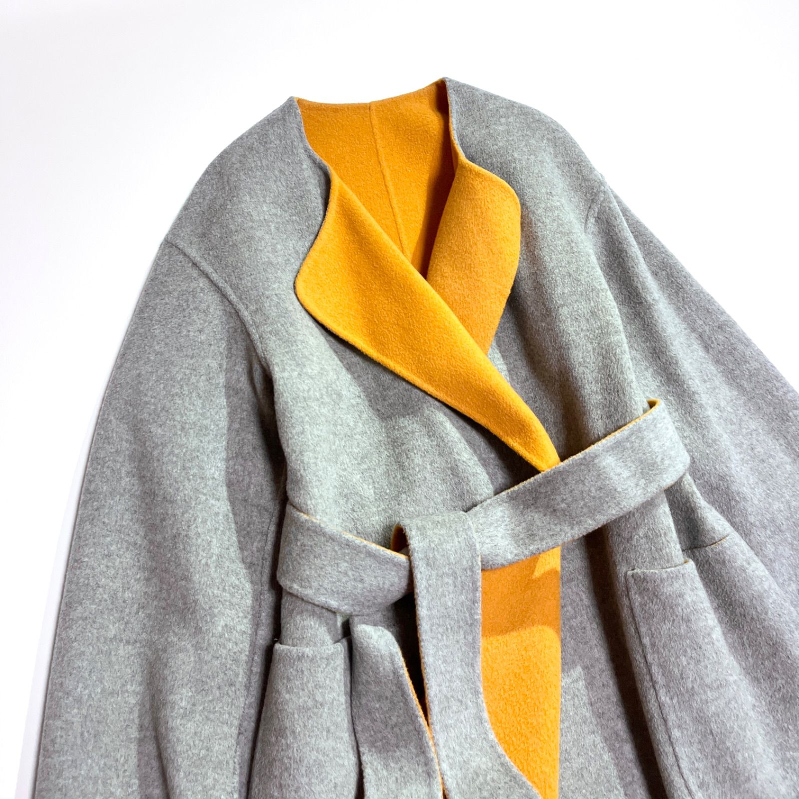 ck62a 未使用 6 ROKU リバーシブル バイカラー ベルテッド ロング