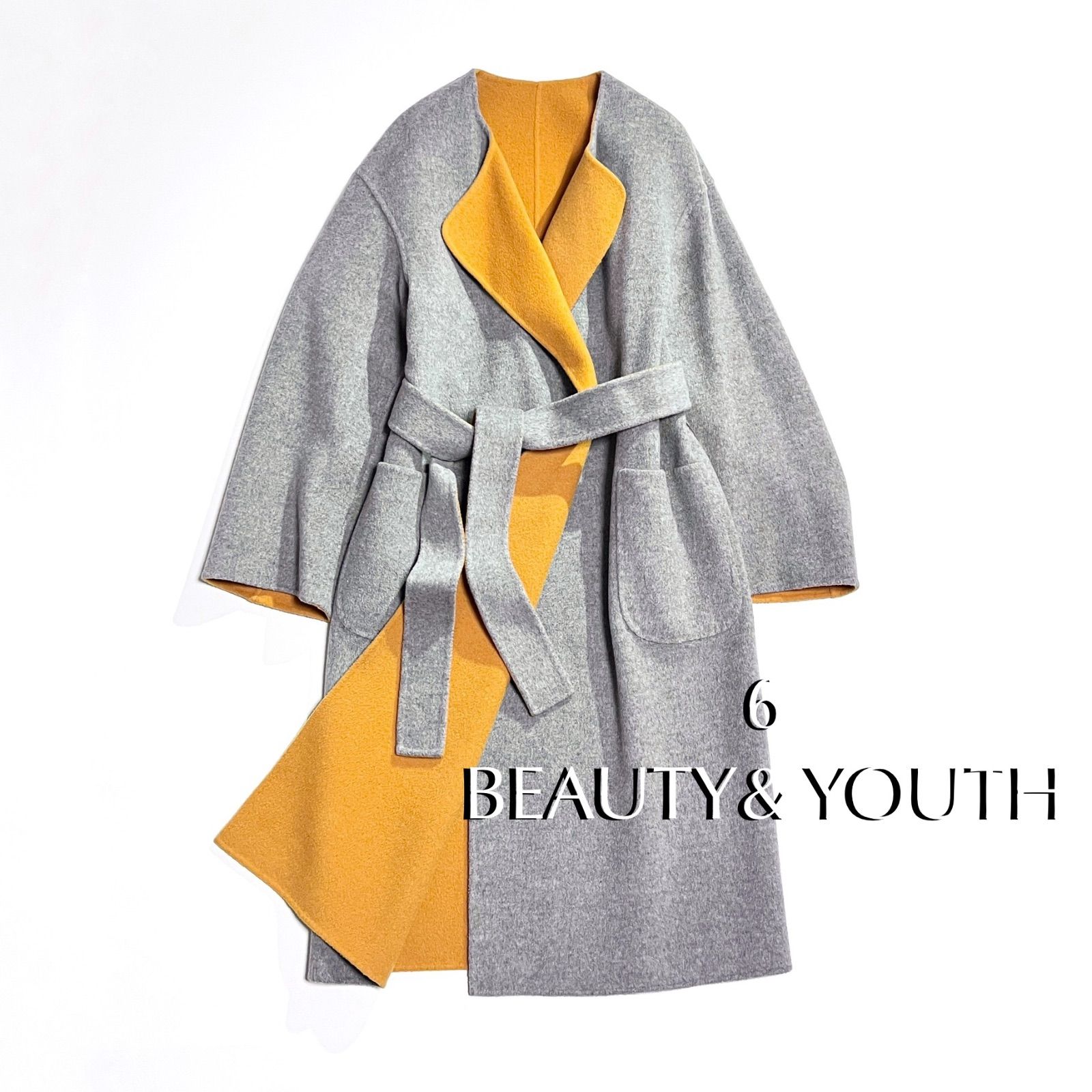 ck62a 未使用 6 ROKU リバーシブル バイカラー ベルテッド ロング