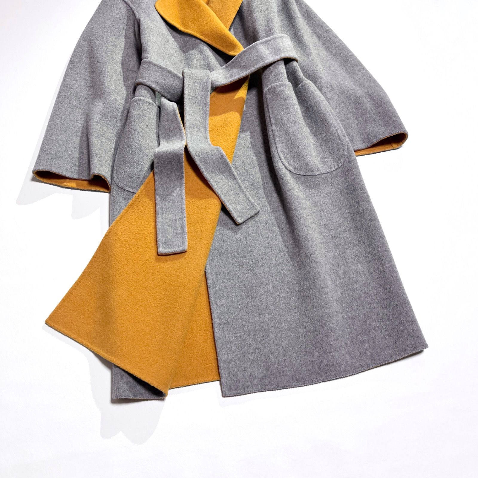 ck62a 未使用 6 ROKU リバーシブル バイカラー ベルテッド ロング