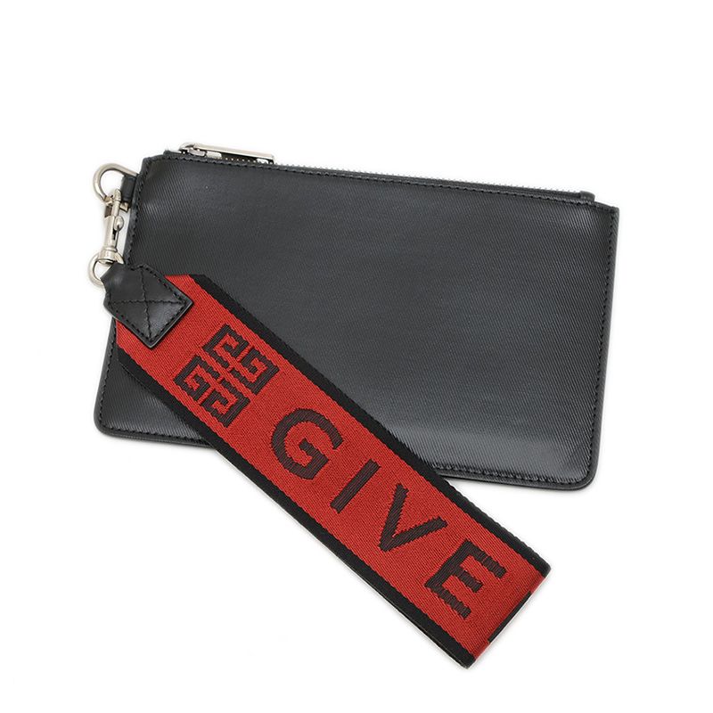 ジバンシー クラッチバッグ ポーチ ロゴストラップ レザー ブラック BK 603