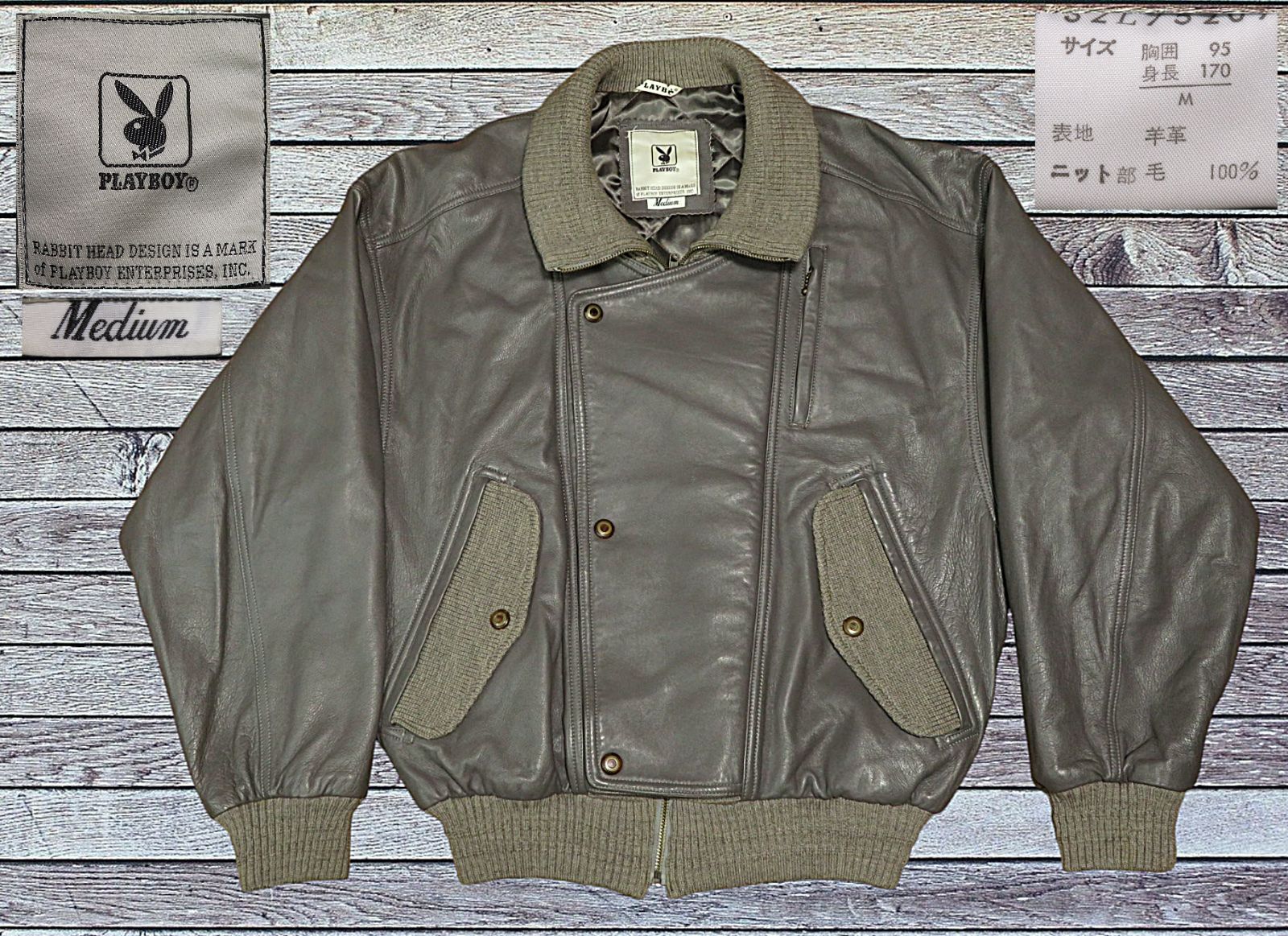 PLAYBOY プレイボーイ ヴィンテージ ショート ブルゾン ジャケット ✅️ ジャパン ビンテージ PLAYBOY プレイボーイ 80s~90s レザー