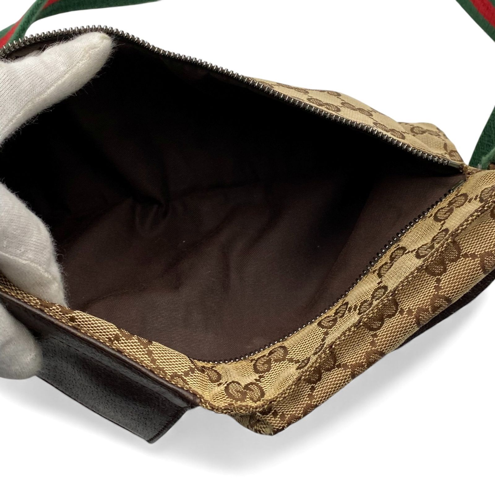 美品✨ グッチ　ボディバック　キャンバス　GGシェリー　金具　ロゴ GUCCI （グッチ）ボディバッグ GG キャンバス レザー シェリーライン