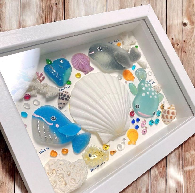 水族館の仲間達❣️シーグラスアート ガラスアート Xmasプレゼント 海