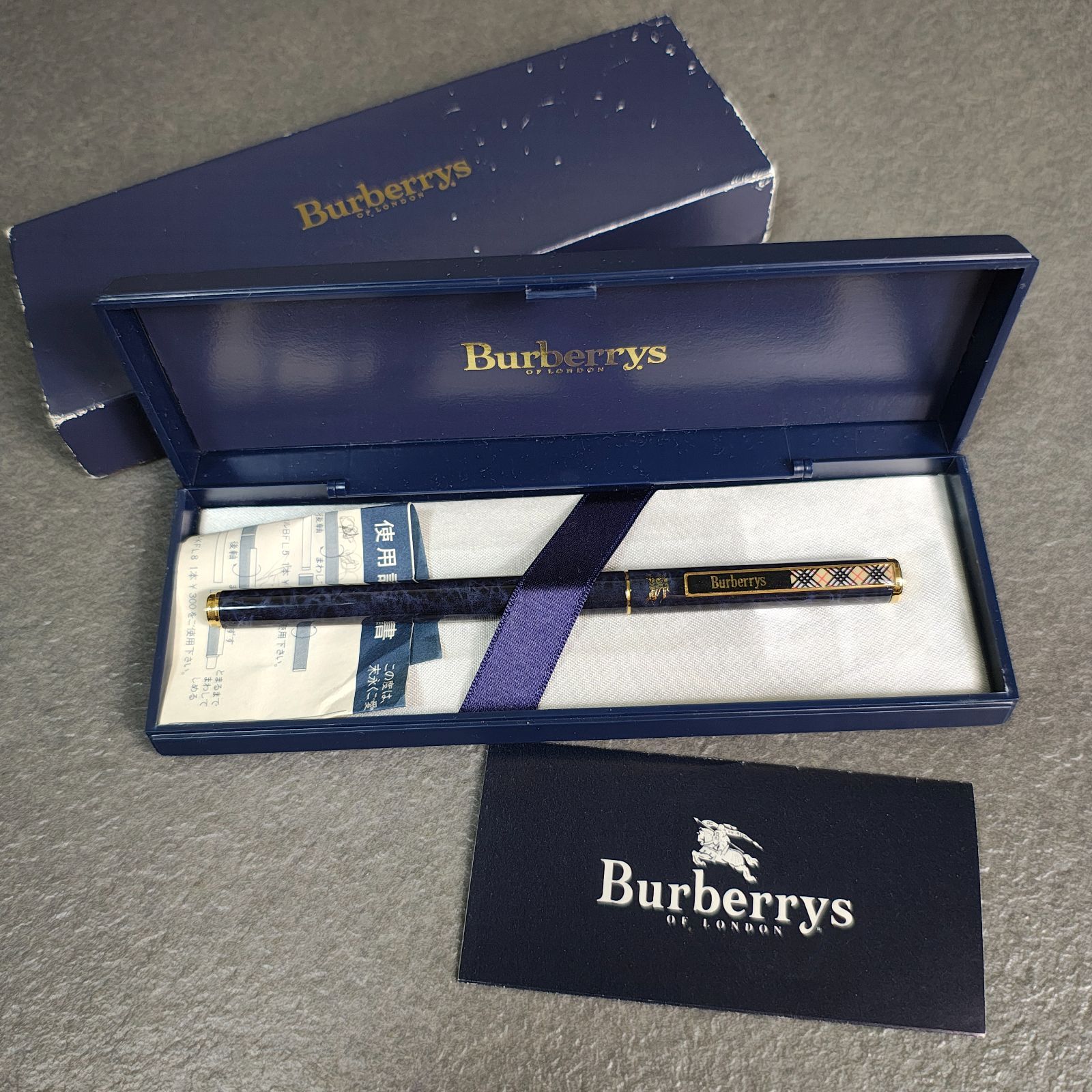BURBERRY 廃盤 ボールペン ブラックマーブル ノバチェック キャップ式