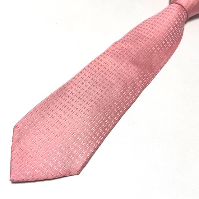 HERMES ファソネ H ジャガード ピンク 総柄 ネクタイ 116094 - メルカリ