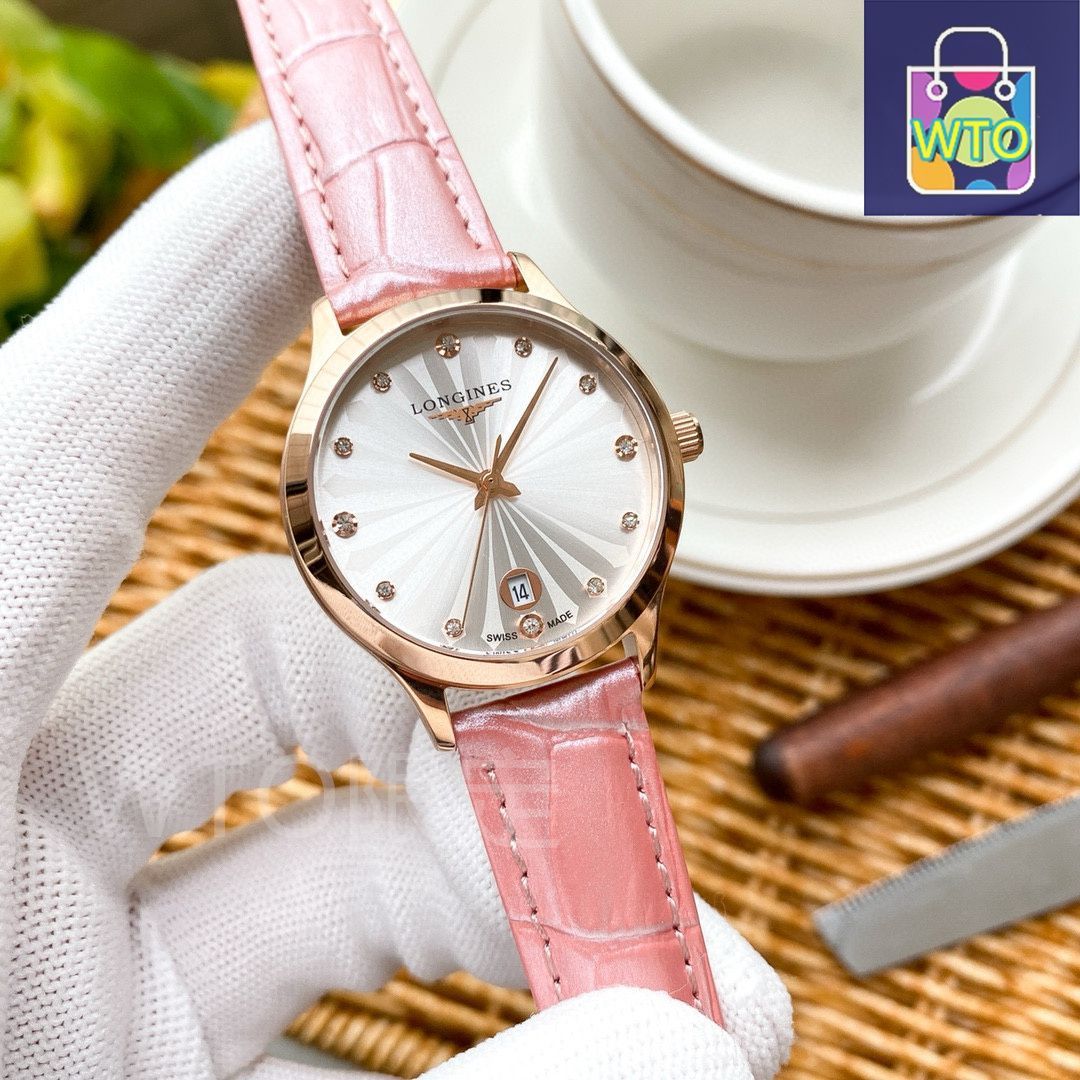 LONGINES　ロンジン　ピンクレザー アナログ腕時計 今日特価】Longines ロンジン カップルウォッチ クラシック3針デザイン