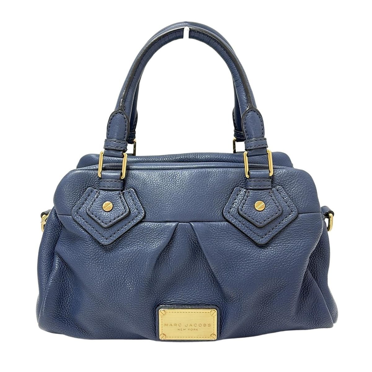 MARC JACOBS(マークジェイコブス) ハンドバッグ美品 - ネイビー レザー 