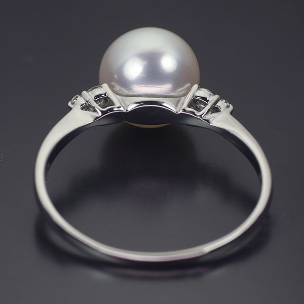 Pt900 アコヤ真珠 ダイヤモンド リング 径約8.9mm D0.10ct - メルカリ