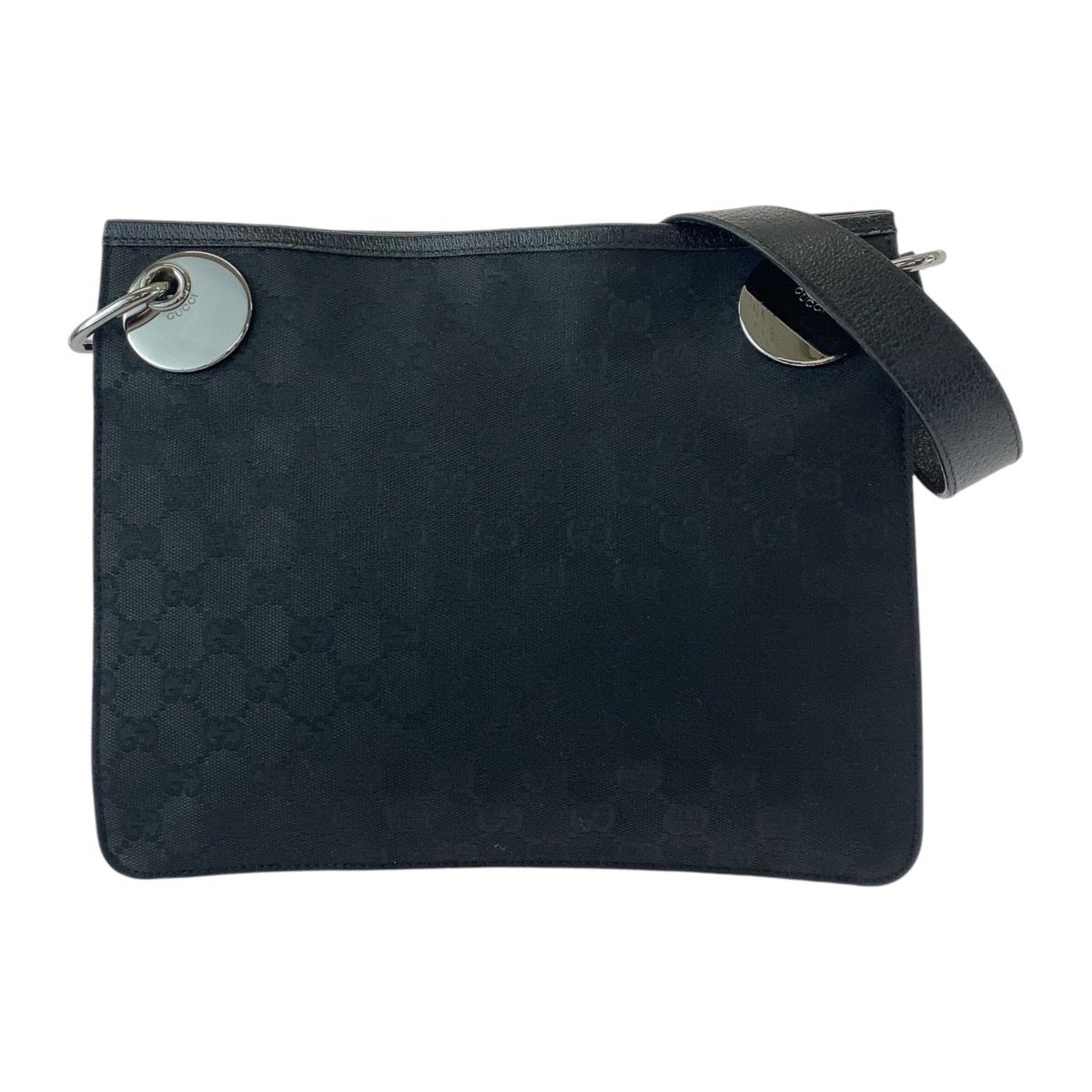 美品 GUCCI グッチ ブラック 黒 シルバー金具 GGキャンバス/レザー