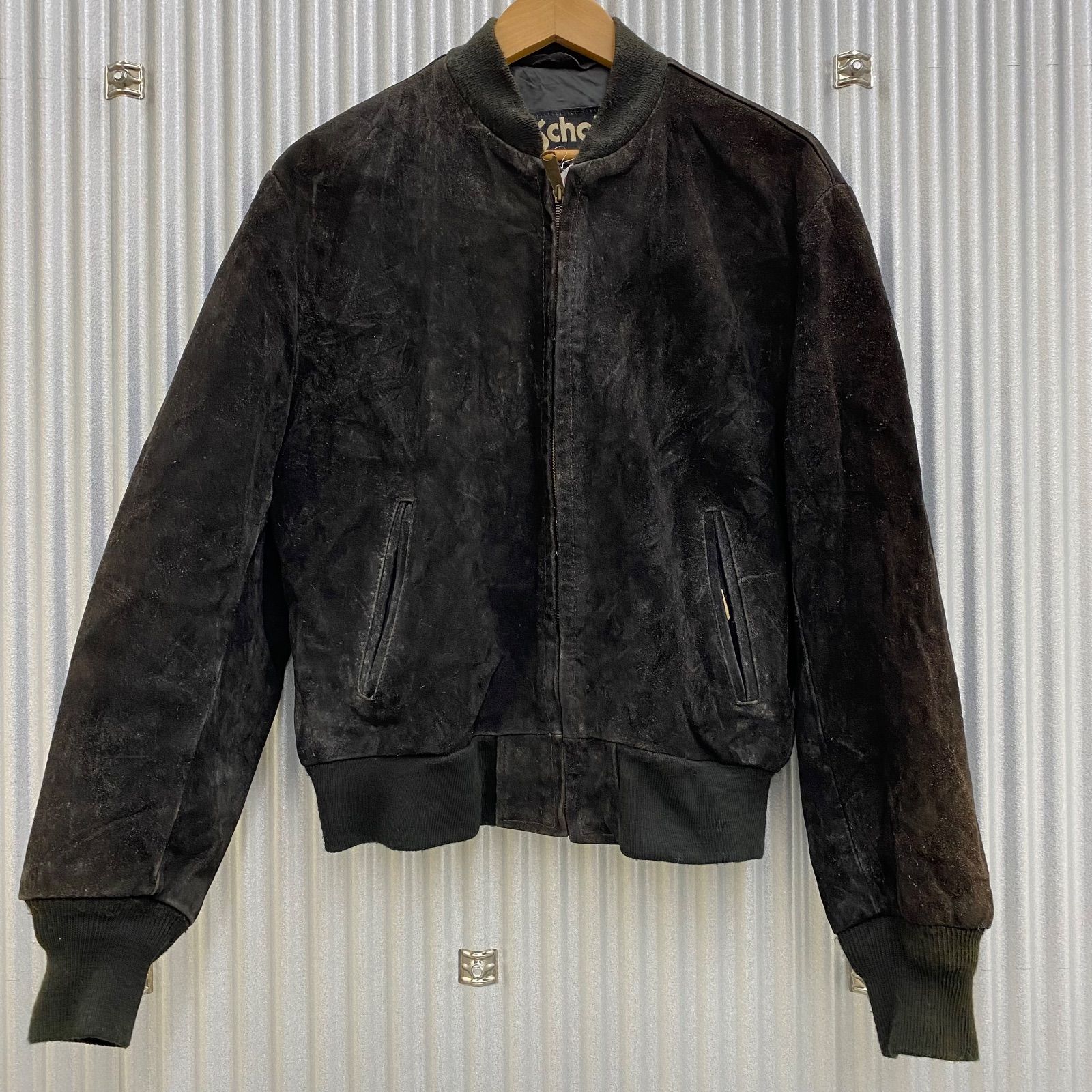 schott トップ ブラックレザージャケット スエード