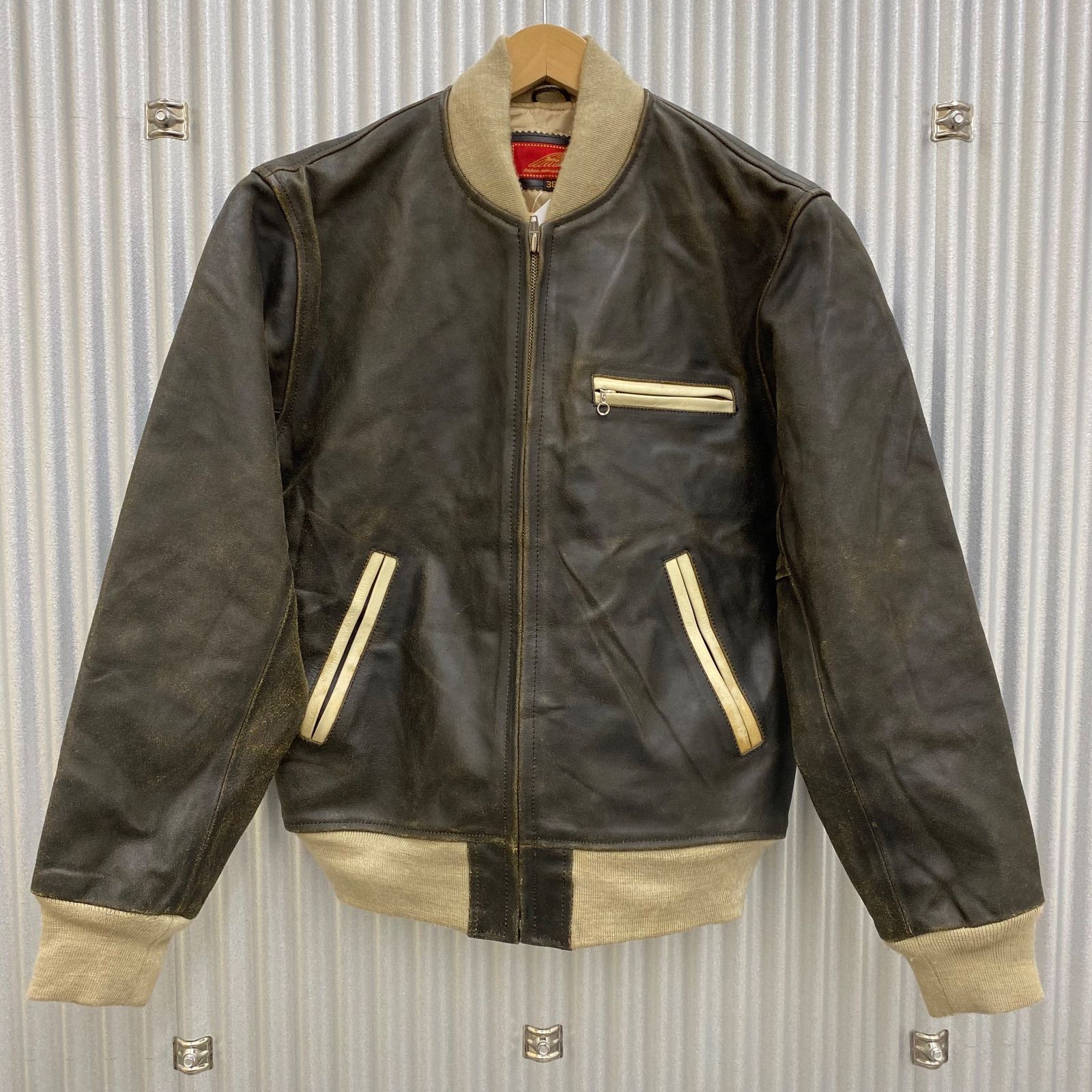 Indian Motorcycle レザージャケット 牛革 裏地キルティング ブラウン