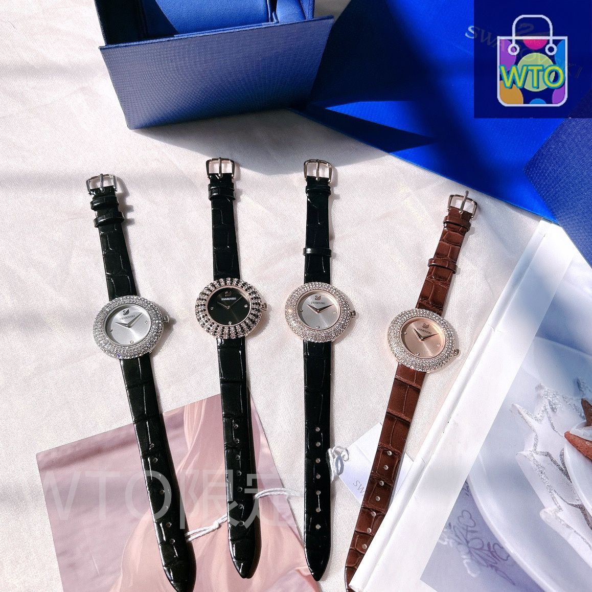 今日特価】SWAROVSKI スワロフスキー 輝きのクォーツ腕時計 4 色