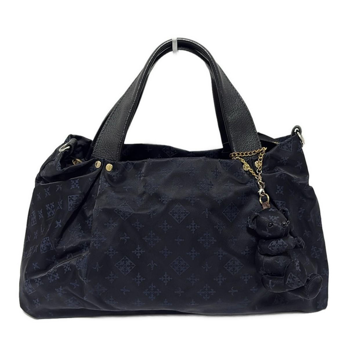 russet(ラシット) ハンドバッグ美品 - 黒×ネイビー レザー - メルカリ