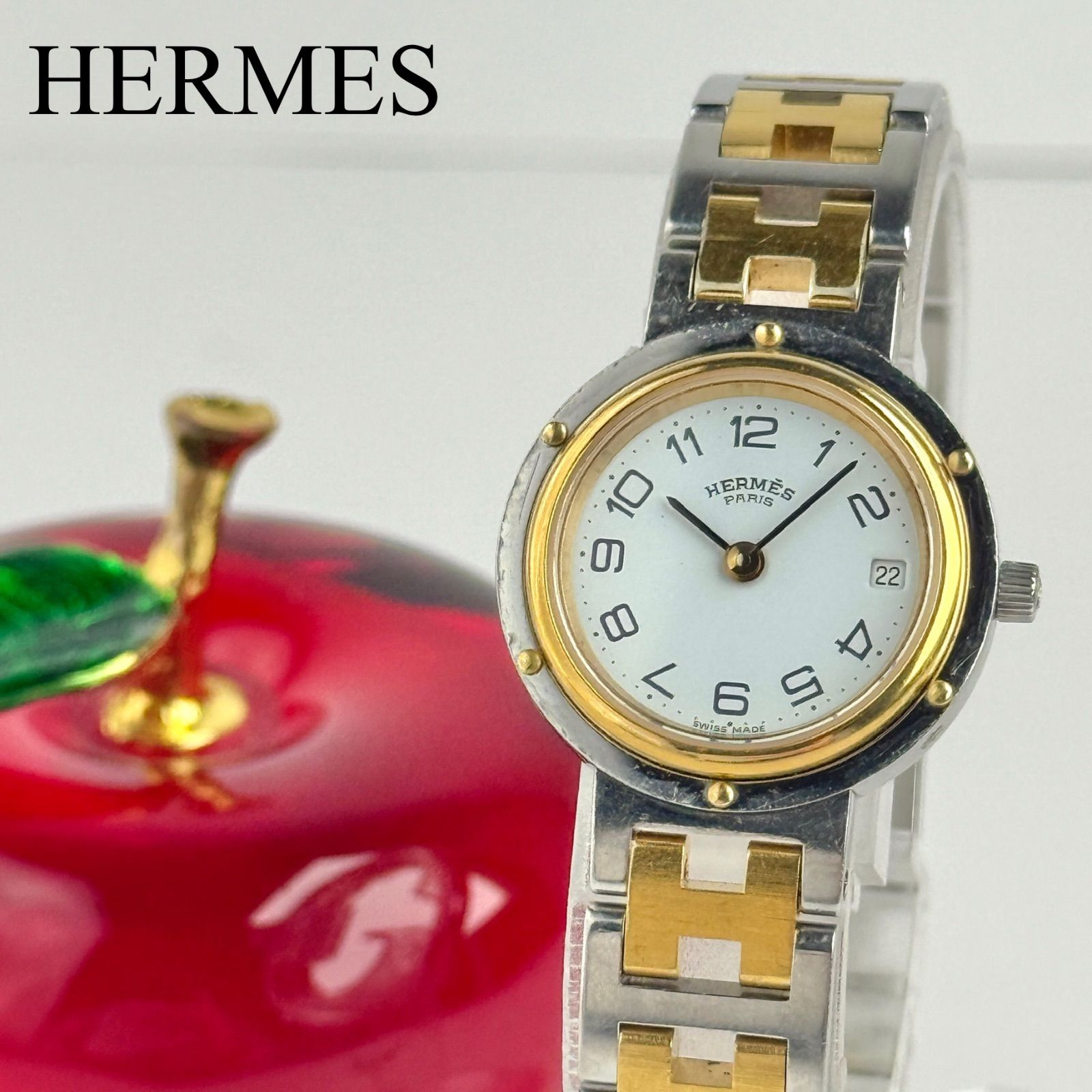 付属品付き【新品電池】HERMES クリッパー/動作良好 美品 人気モデル エルメス クリッパー Hベルト 新品電池 レディース 腕時計 243 - メルカリ