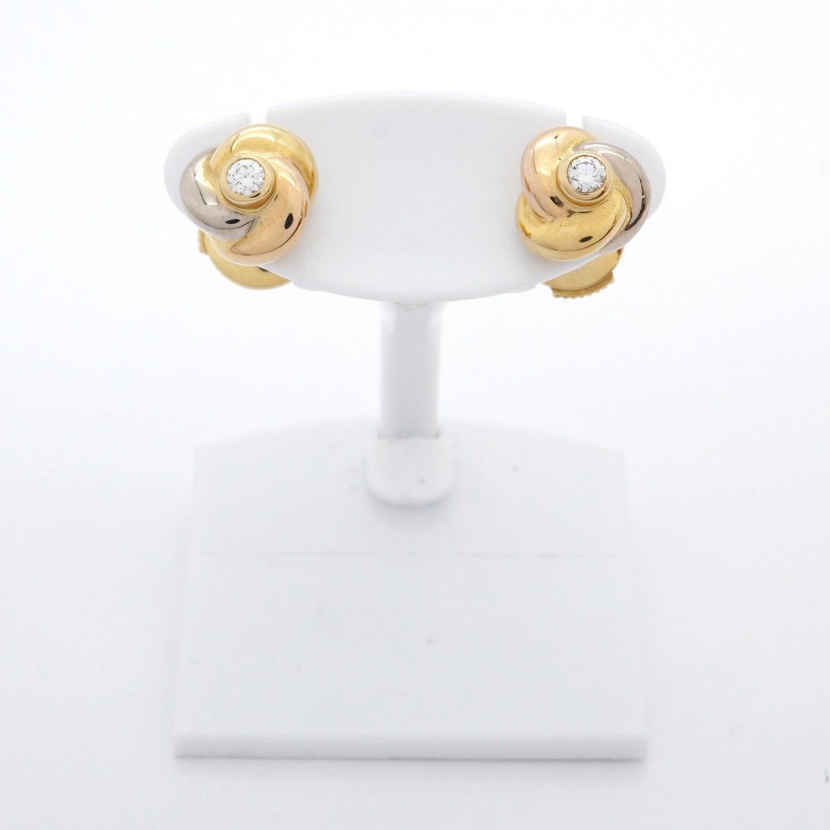 5job0279】カルティエ ピアス ベビートリニティ 1PD K18YG イエロー