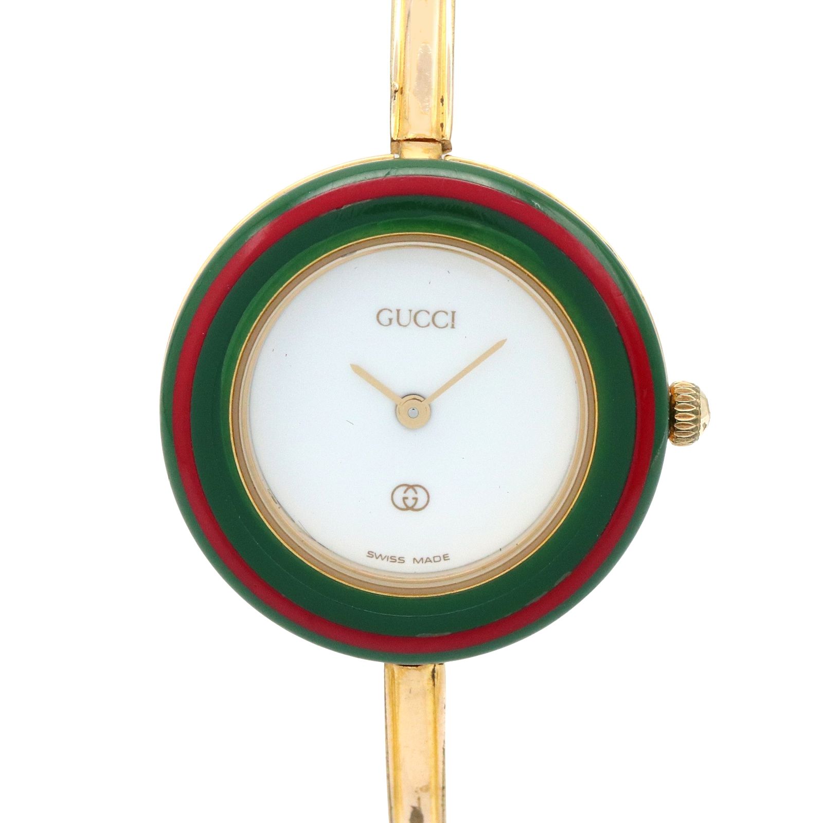 グッチ GUCCI 腕時計 チェンジベゼル 1100-L ホワイト GP（ゴールド
