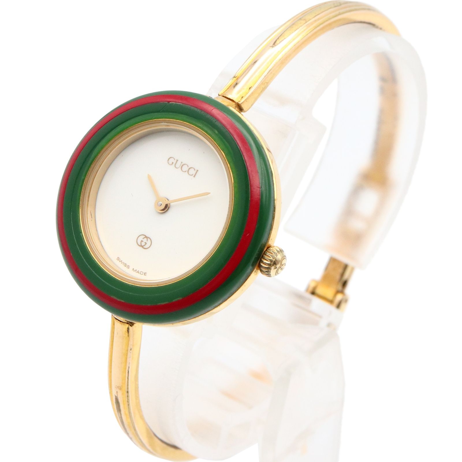 グッチ GUCCI 腕時計 チェンジベゼル 1100-L ホワイト GP（ゴールド