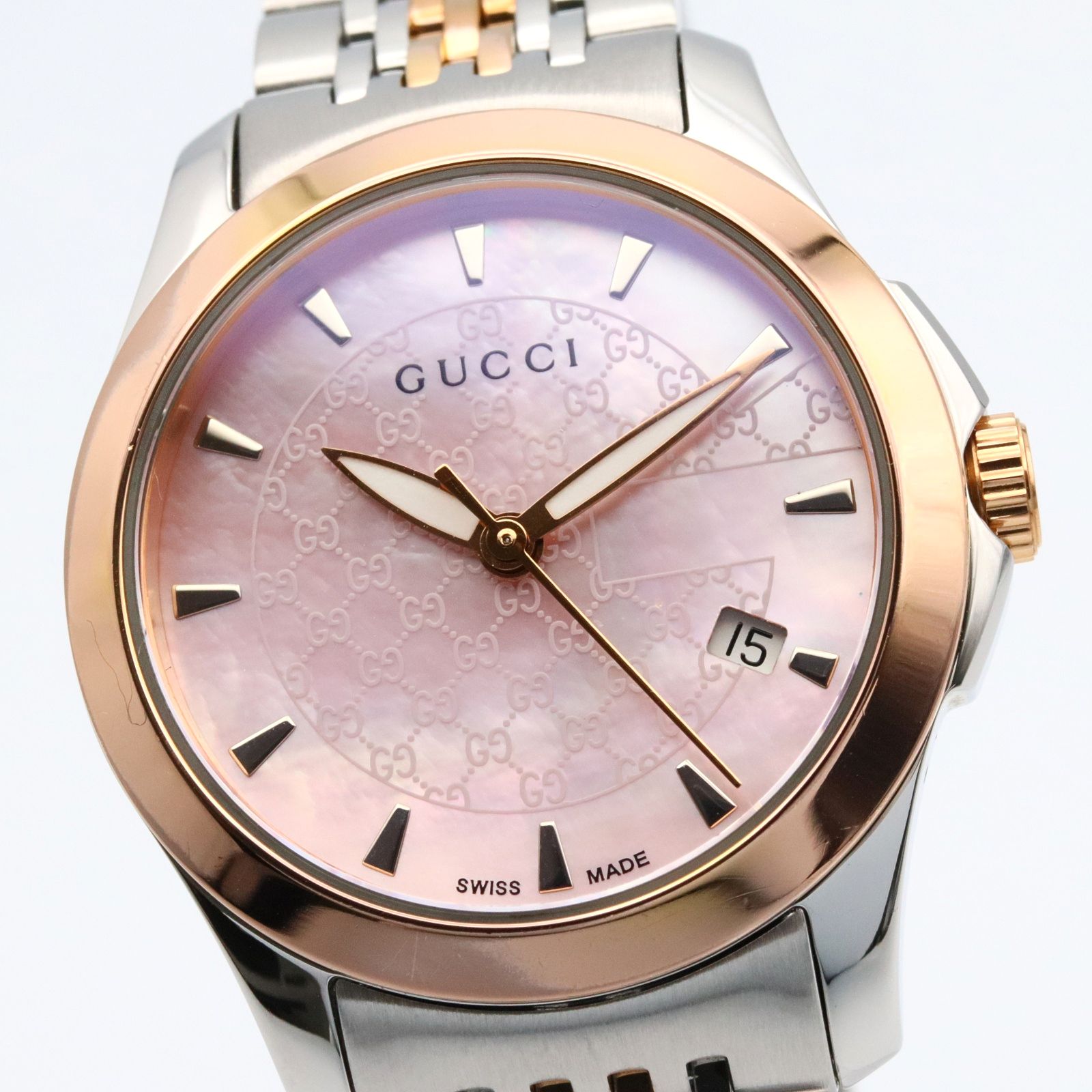 グッチ GUCCI 腕時計 Gタイムレス 126.5 ピンクシェル GP（ゴールド