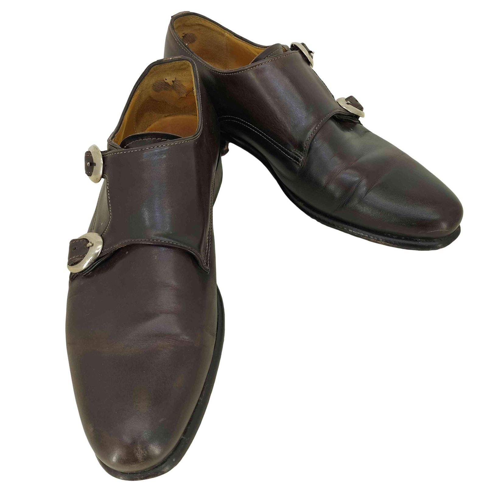 ブルックスブラザーズ モンクストラップ レザー 革靴 UK9 イタリア製 ユーズドフルギ USED古着 Brecos イタリア製 モンクストラップ レザー