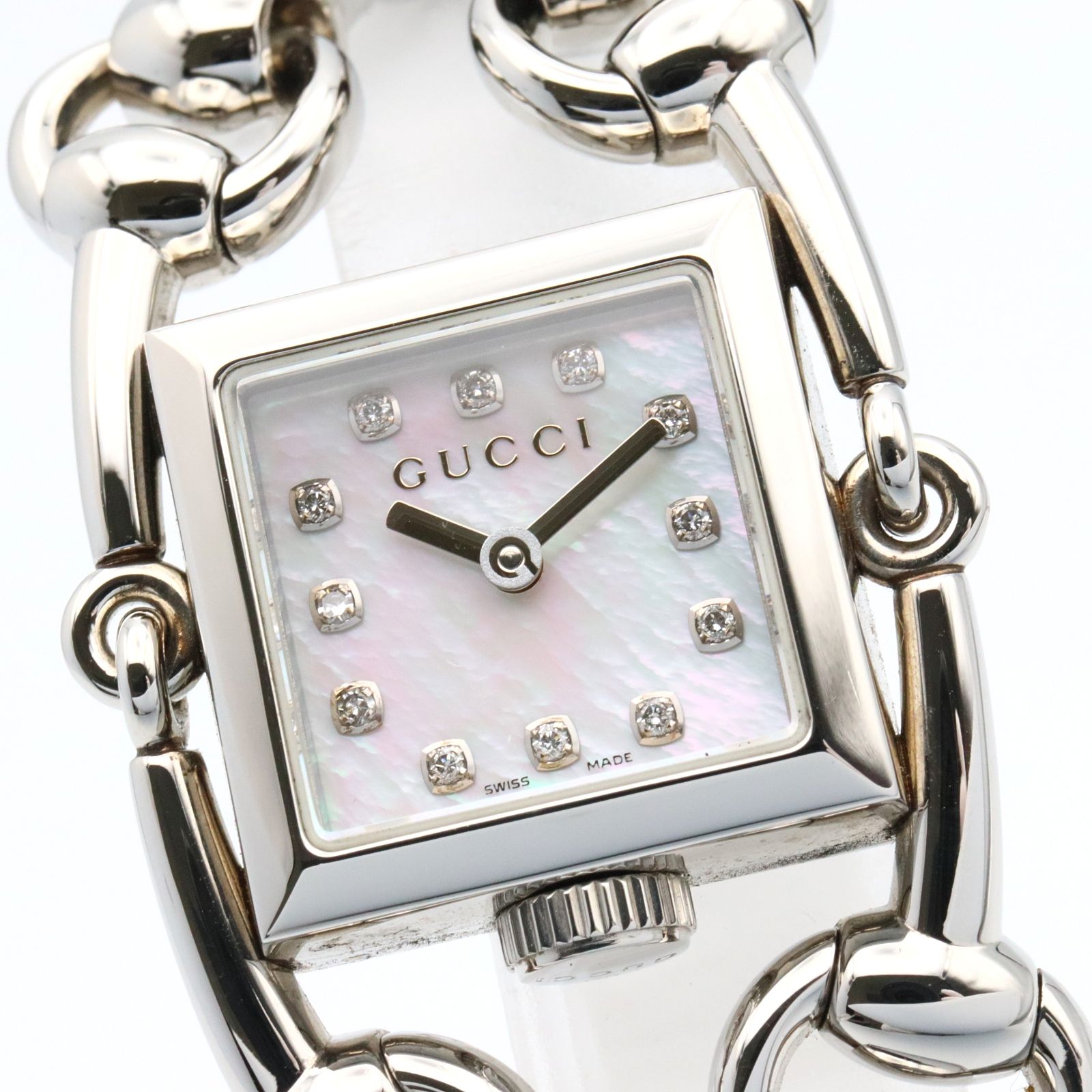 グッチ GUCCI 腕時計 シニョーリア 116.5 ホワイトシェル ステンレス
