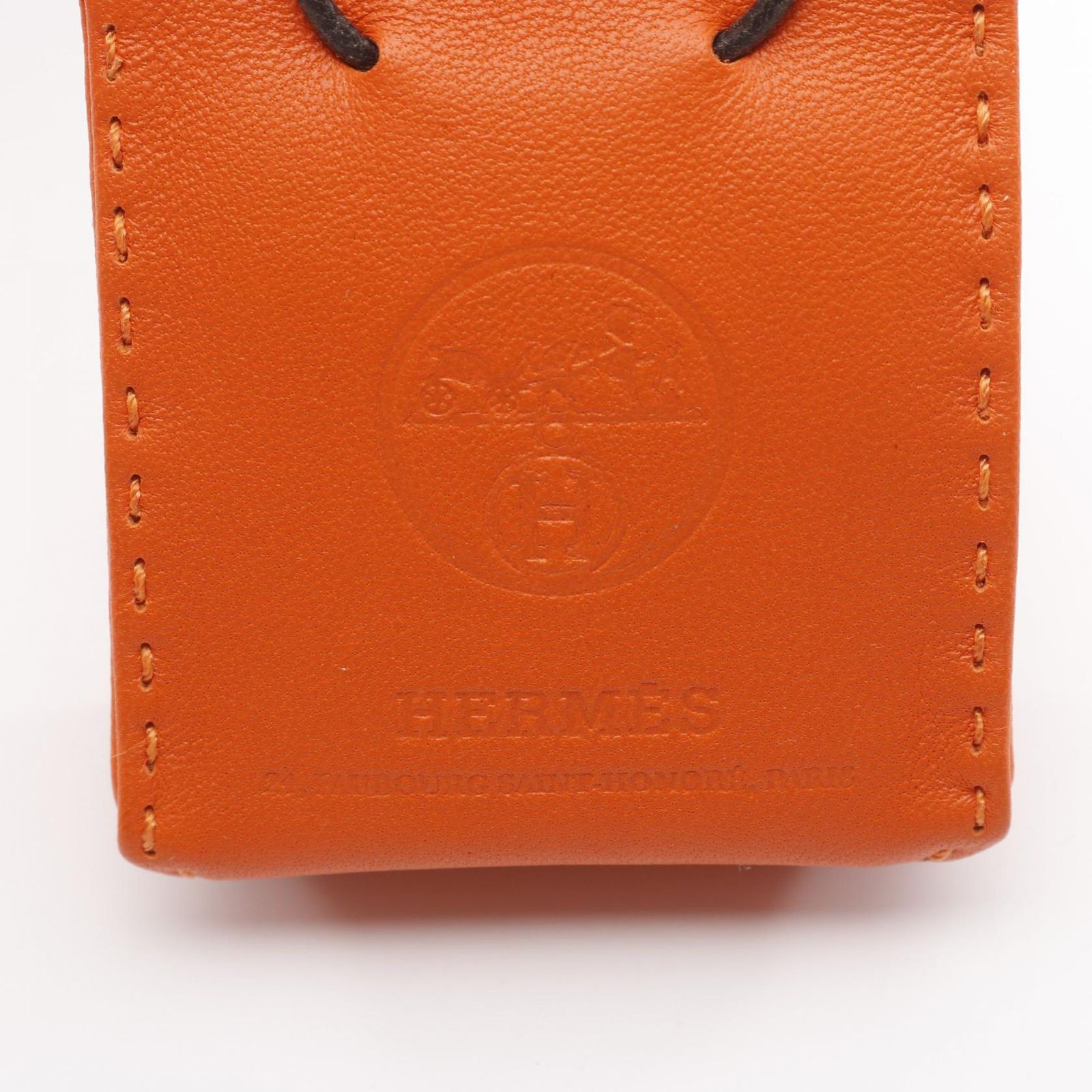 エルメス HERMES チャーム サック オランジュ フー フー レザー サック
