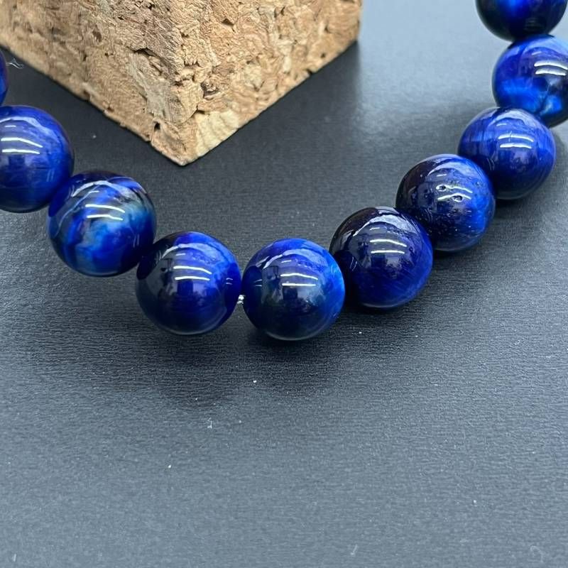 184：最上質ブルータイガーアイ 10mm 16.5cm｜金運・仕事運アップで